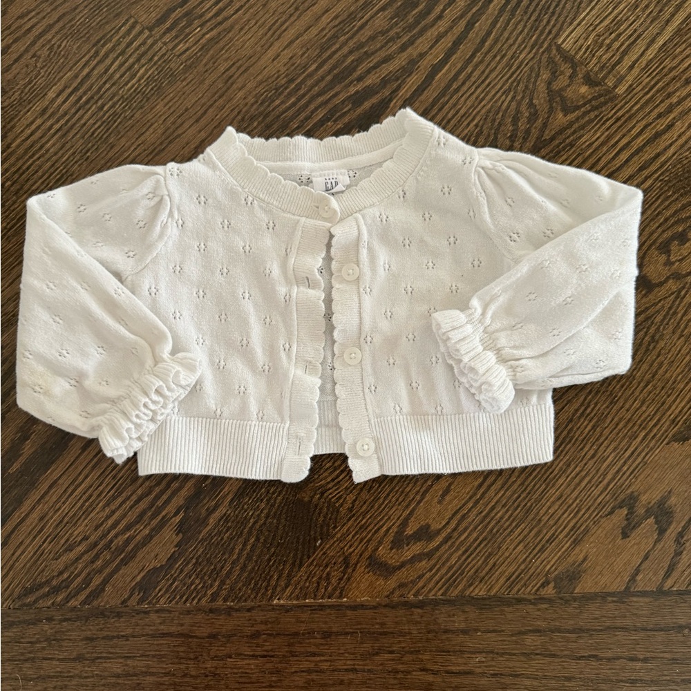 White lightweight sweater, sz 12-18 months